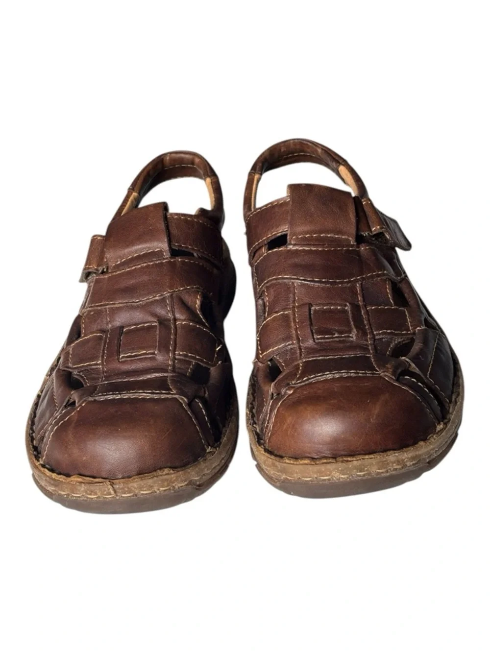 Born Men's Cabot III Brown Amber Leather Fisherman Sandals NWOB | 11 (44 Euro)